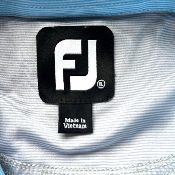 FootJoy Mens XL Golf Polo Shirt Striped Performance Stretch Gray & Blue - Picture 7 of 7